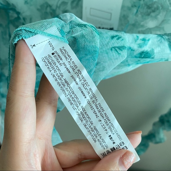 NEW ZARA Green Floral Mesh Sheer Top Ruched Blouse - Picture 7 of 10